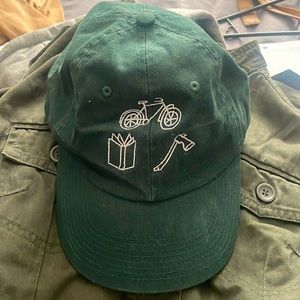 Green hat. Camping, reading, biking hat